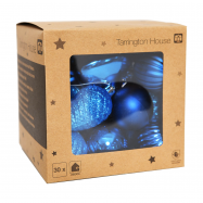 Набір куль Tarrington House орнамент блакитний 30пр - Фото