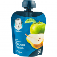 Пюре Gerber Яблоко и груша фруктовое для детей с 6 мес 90г - Фото