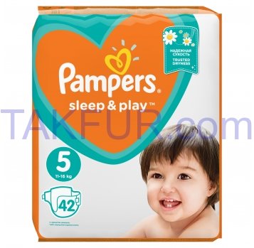 Подгузники Pampers Sleep & Play 5 для детей 11-16кг 42шт - Фото