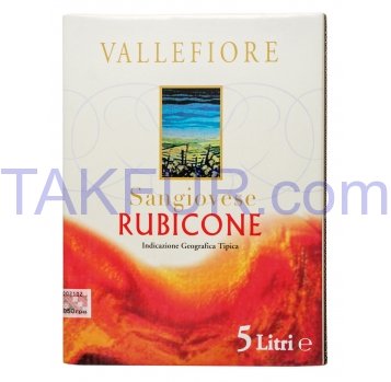 Вино Vallefiore Sangiovese Rubicone сухое красное 11% 5л. - Фото
