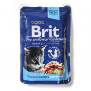Влажный корм для котят Brit Premium кусочки курицы 100г - Фото