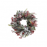 Вінок засніжений з ягодами 40см - Фото