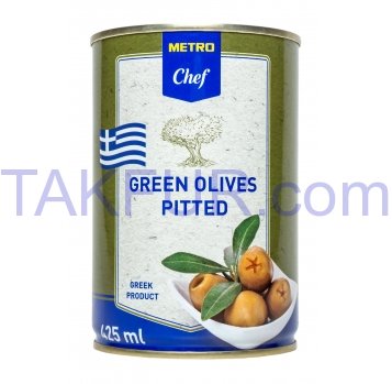 Оливки Metro Chef зеленые без косточки 425мл - Фото