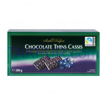 Шоколад Maitre Truffout Thins Cassis черный 200г - Фото