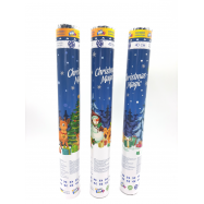 Хлопушка пневматическая 60 см снежинки серебро/елки серебро - Фото