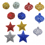 Шар новогодний Ажур в ассортименте пластик - Фото