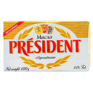 Масло President кислосливочное несоленое 82% 400г