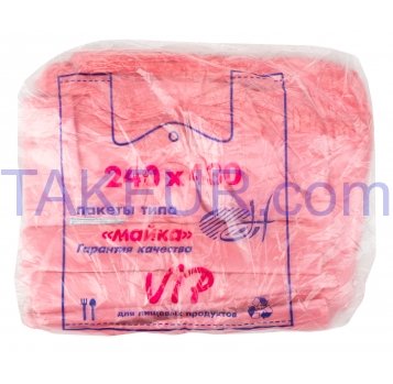 Пакеты полиэтиленовые Майка красные 240х430см 200шт - Фото