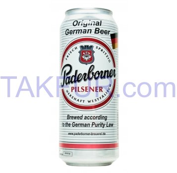Пиво Paderborner Pilsener солодовое светлое 4,8% 0,5л ж/б - Фото