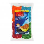 Губка Vileda Puractive Colors для посуды из тефлона 4шт/уп - Фото