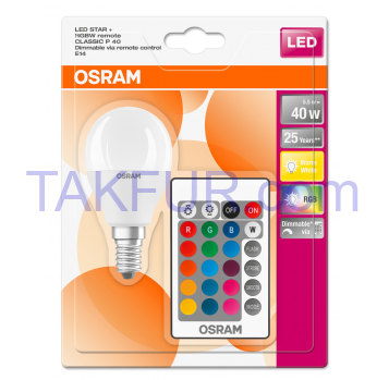 OSRAM ЛАМП LED+ПУЛЬТ P40 5,5W E14 - Фото