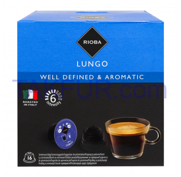 Кофе Rioba Lungo обжаренный молотый в капсулах 16*7г/уп - Фото
