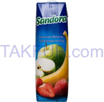 Нектар Sandora бананово-яблочно-клубничный с мякотью 0.95л - Фото