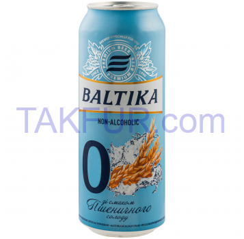 Пиво Baltika вкус пшеничного солода б/а светлое 0% 0,5л ж/б - Фото