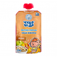 Пюре Чудо-чадо Яблоко-персик с кашей овсяной 90г - Фото
