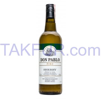Вино Don Pablo Fino Херес крепкое ликерное белое 15% 0,75л - Фото