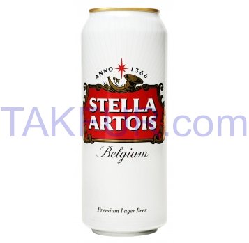Пиво Stella Artois светлое пастеризованное 4,8% 0,5л ж/б - Фото