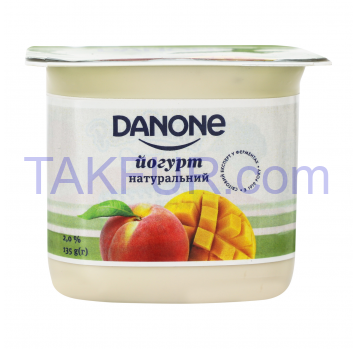 Йогурт Danone Манго-персик натуральный 2% 135г - Фото