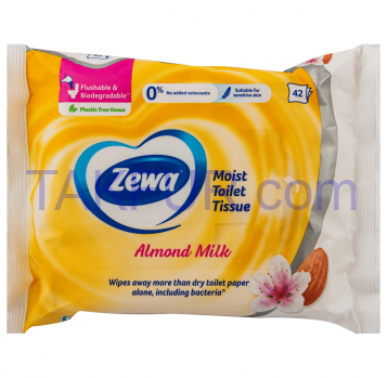 Туалетная бумага Zewa Almond Milk влажная 42шт - Фото