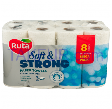 Полотенца бумажные Ruta Soft&Strong трехслойные 8шт/уп - Фото