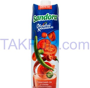 Сок Sandora Овощной коктейль Пикантный томатный 0.95л - Фото