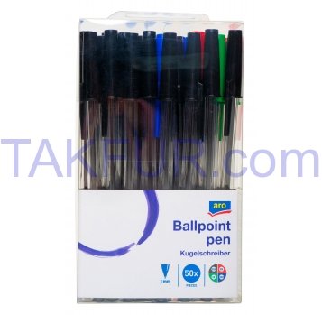 Ручка Aro шариковая 4 цвета в ассортименте 50шт - Фото