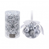 Прикраси новорічні ялинкові 12 штук срібний колір 3см - Фото