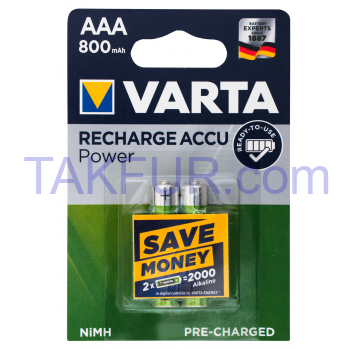 Аккумулятор Varta Recharge Accu AAA 2шт - Фото