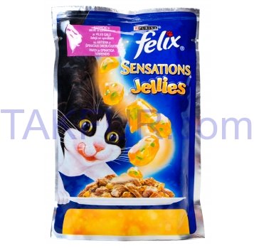 Корм для котов Purina Felix Sensations Jellies с уткой 100г - Фото