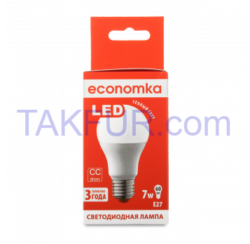 Лампа светодиодная Economka LED A60 7W E27 2800K 1шт - Фото