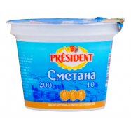 PRESIDENT СМЕТАНА 10%200Г СТАК