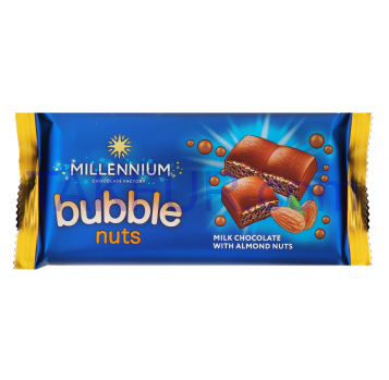 Шоколад Millennium bubble nuts молочный с миндалем 70г - Фото