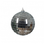 Куля Disco пластикова срібна 10см - Фото