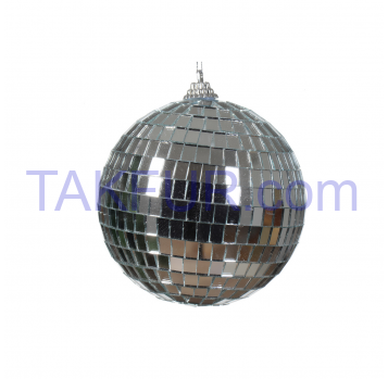 Куля Disco пластикова срібна 10см - Фото