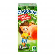 Сок Садочок Персик-Яблоко с мякотью 200мл - Фото