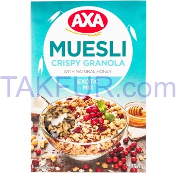 Завтраки сухие Axa Exotic Mix Мюсли мед льн клюк кокос 375г - Фото