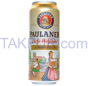 Пиво Paulaner Hefe-Weissbier светлое нефильтр 5,5% 0,5л ж/б - Фото