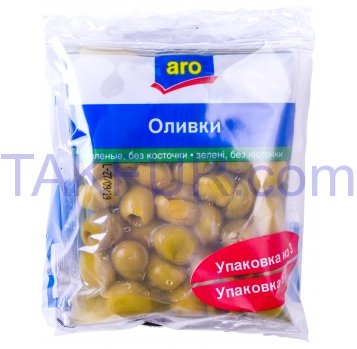 Оливки Aro зеленые без кост консервированные 160г*3шт 480г - Фото