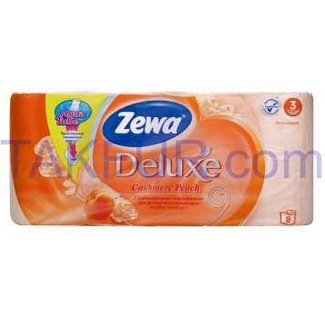 Бумага туалетная Zewa Deluxe с ароматом персика 8шт - Фото