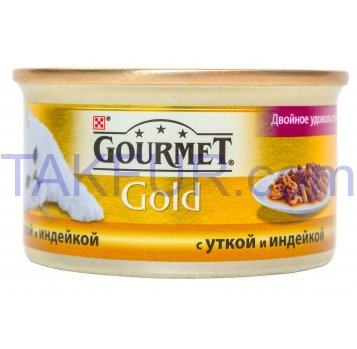 Корм д/кошек Purina Gourmet Gold Duo с уткой и индейкой 85г - Фото