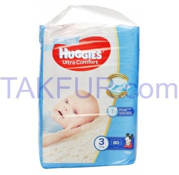 Подгузники Huggies Ultra Comfort 3 для мальчиков 5-9кг 80шт - Фото