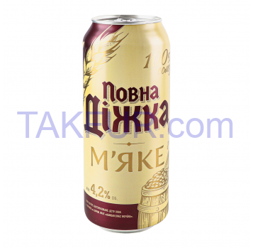 Пиво Povna Dizhka Мягкое светлое пастеризованное 4.2% 0.5л - Фото