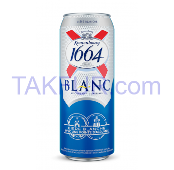 Пиво Kronenbourg 1664 Blanc пшеничное светлое 4,8% 0,5л ж/б - Фото