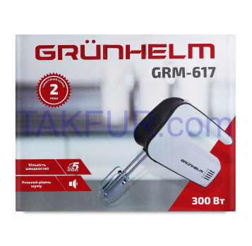 Міксер Grunhelm GRM617 300 Вт вінчики 2шт гачки 2шт - Фото