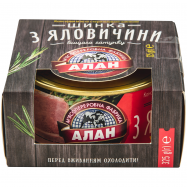 Консервы мясные Алан Ветчина Из говядины высшего сорта 325г - Фото