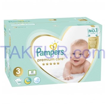 Подгуз Pampers Premium Care Midi 3 для детей 6-10кг 120шт - Фото