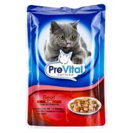 Корм PreVital Мяс/кус в желе с говяд д/взр кош полнорац 100г - Фото