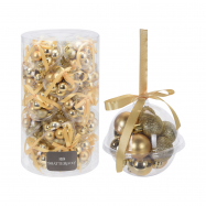 Прикраси новорічні ялинкові 12 штук золотий колір 3см - Фото