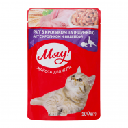 Корм Мяу! Рагу с кроликом и индейкой для взрослых котов 100г - Фото