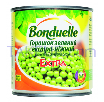 Горошек Bonduelle зеленый экстра-нежный консервирован 400г - Фото